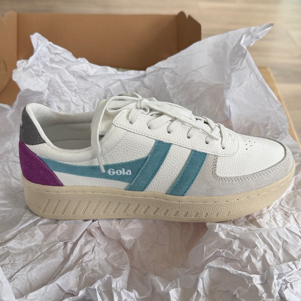 Gola GrandSlam Trident Sneakers. White Ocean/Ash - Picture 5 of 13
